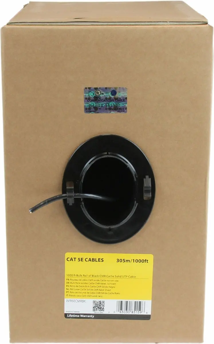 Startech Cat 5e Ethernet Kabel CMR 304,8m - Massief - Zwart