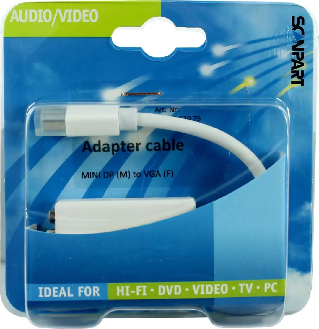 Scanpart Mini DisplayPort naar VGA Adapter 20cm - Wit