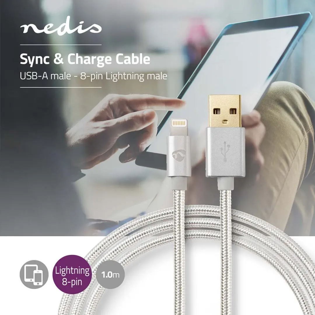 Nedis Lightning Kabel USB-A 480 Mbps 1m Aluminium