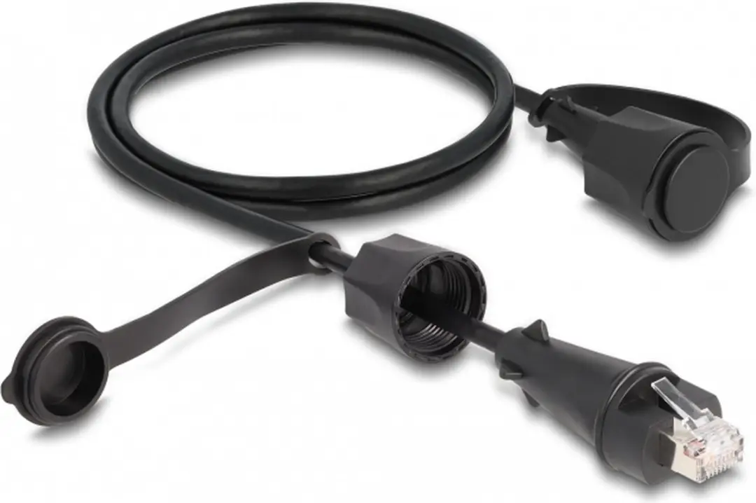 Delock Cat.6 STP RJ45 Kabel 1m - IP68 Waterdicht - Zwart