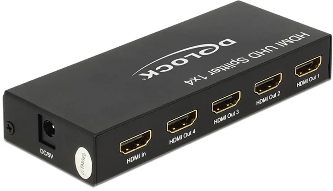 Delock HDMI Splitter 1 naar 4 2.0 - 4K 60Hz HDR - Zwart