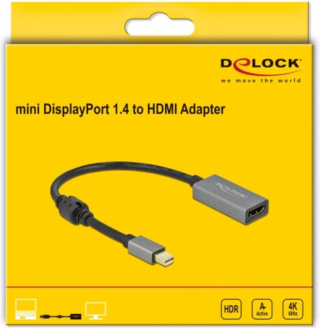 Delock Active Mini DisplayPort 1.4 naar HDMI Adapter 4K 60Hz - HDR