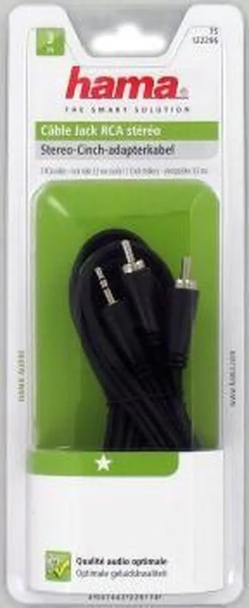 Hama Audiokabel Jack 3.5mm - 2 Cinch 3m - Zwart
