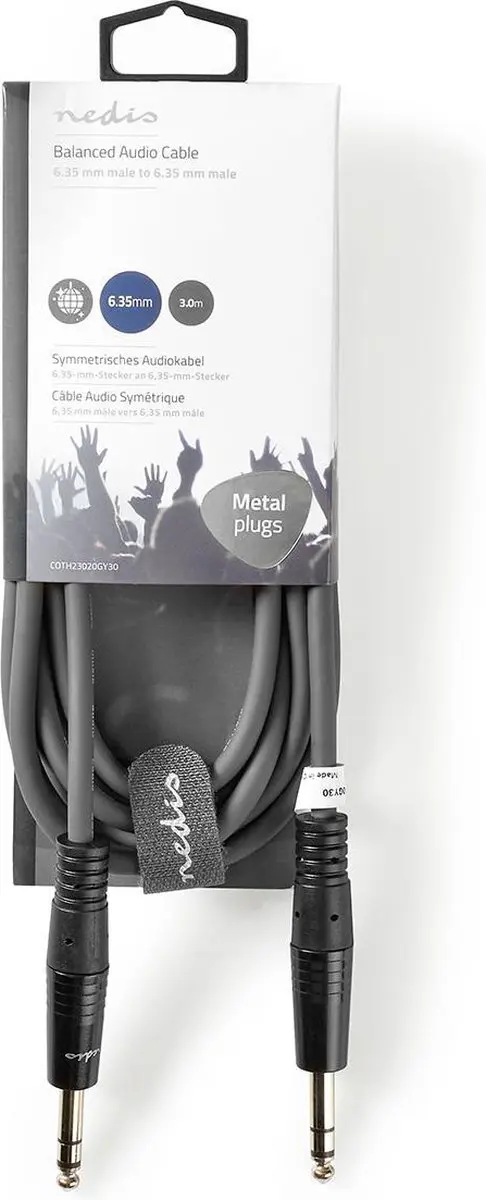 Nedis Stereo-Audiokabel 6,35mm Male - 3m - Donkergrijs