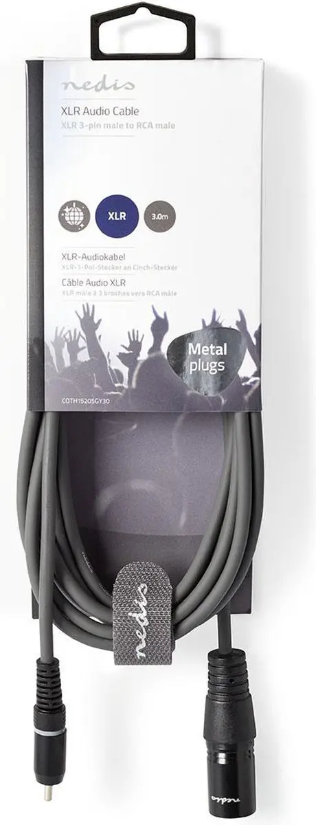 Nedis XLR naar RCA Audiokabel 3m - Donkergrijs