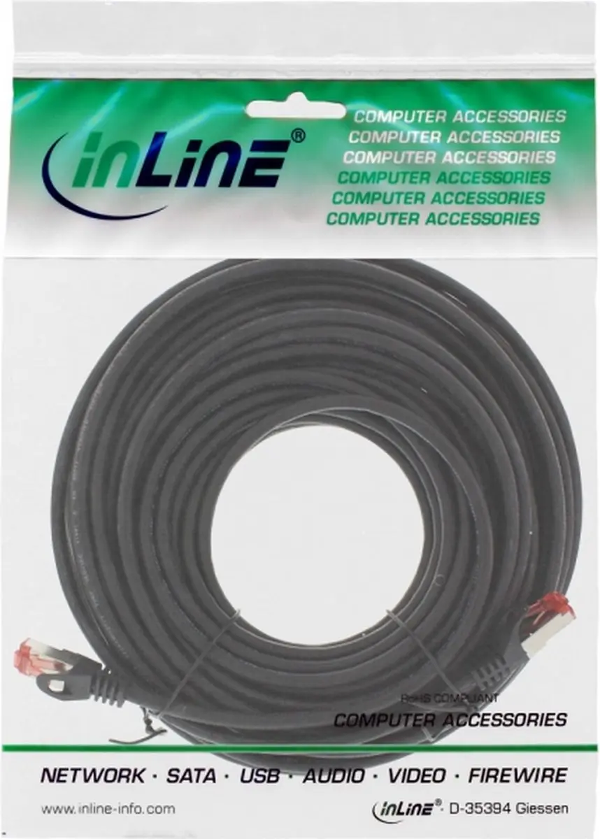 InLine S/FTP CAT6 Crossover Kabel 15m - Zwart