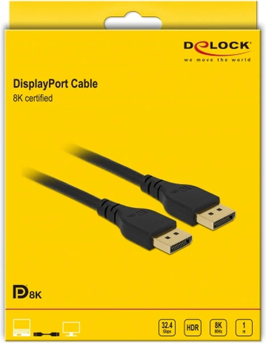 Delock DisplayPort Kabel 1.4 8K 1m - Zwart