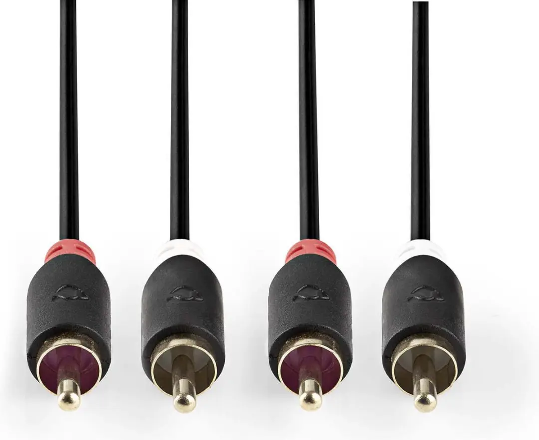 Nedis Stereo-Audiokabel CABW24200AT05 - 2x RCA M - 0.5m - Verguld - Antraciet