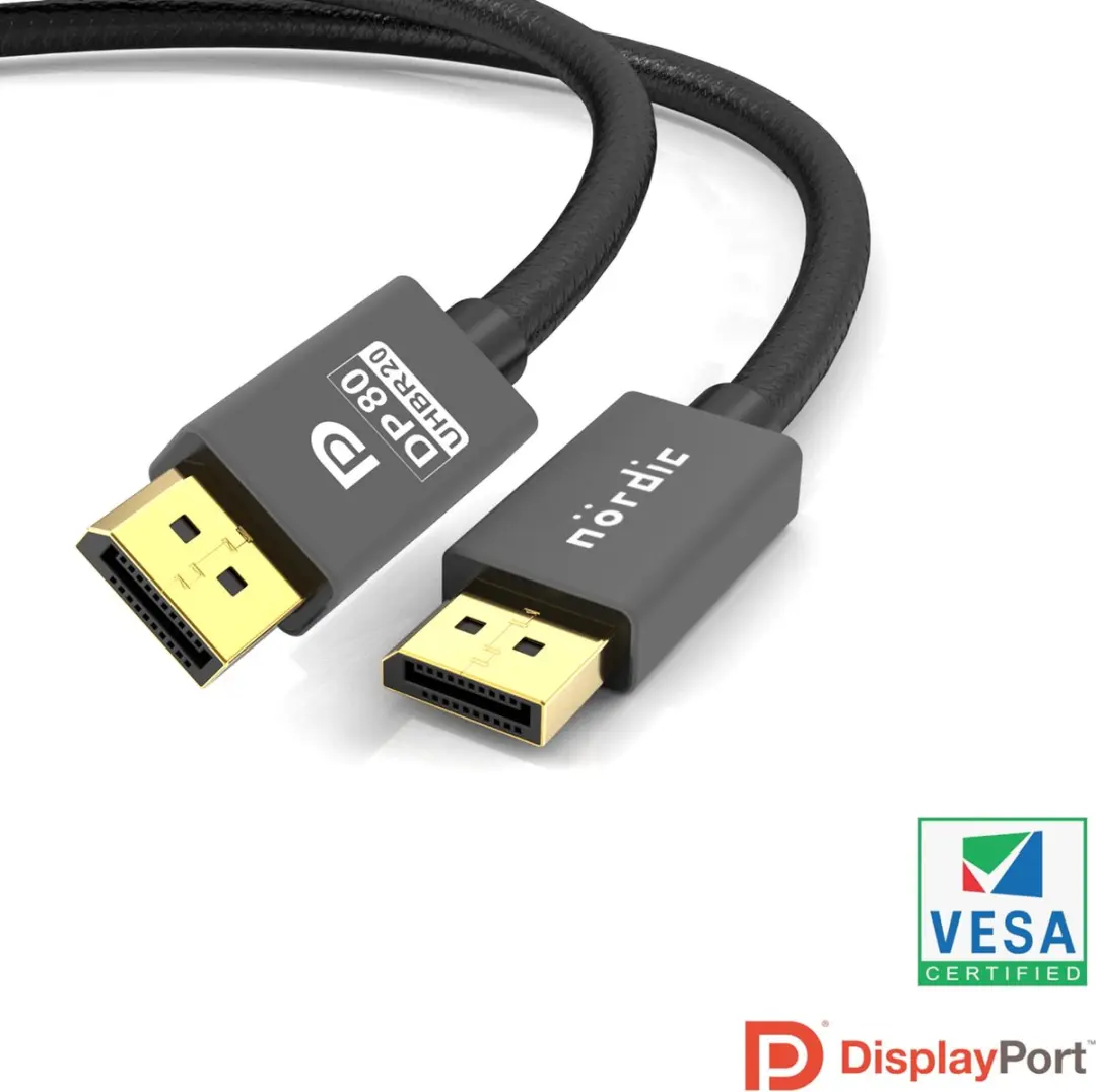 NÖRDIC DP-610 DisplayPort 2.1 Kabel 80Gbps - 1m - Zwart