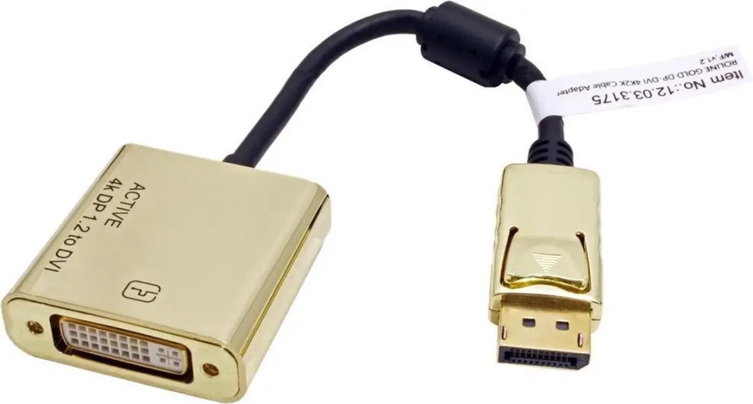 Roline GOLD 4K DisplayPort/DVI Adapter - Actief - DP naar DVI - Goud