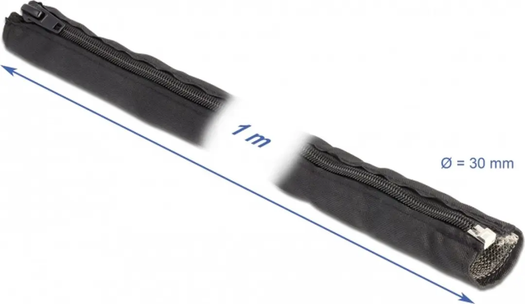 Delock EMI Afscherming Gevlochten Sleeves 30mm - 1m - Zwart