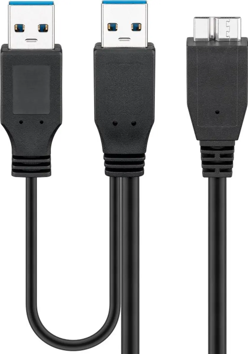 Goobay USB3.0 Y-kabel 0,2m - 2x USB-A met micro-B - afbeelding 6 van 6