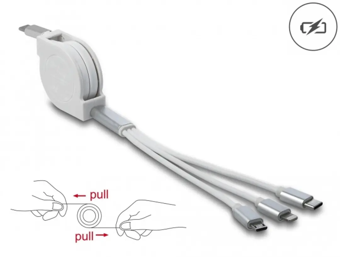 Delock USB Type-C 3-in-1 Retractable Kabel