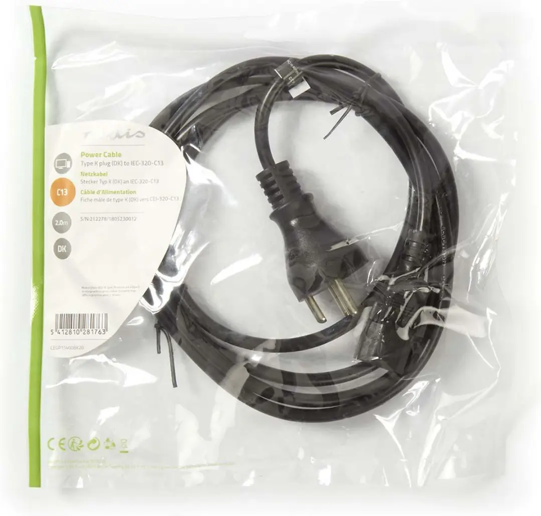 Nedis CEGL11400BK20 Stroomkabel IEC-C13 2m - Zwart