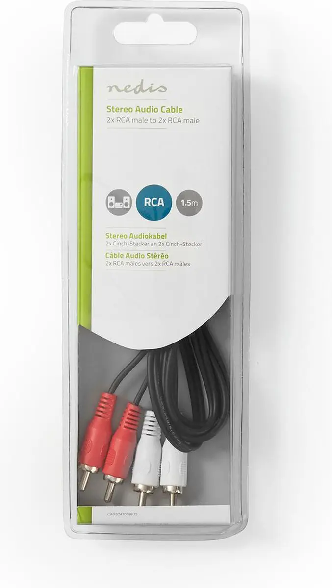 Nedis Stereo-Audiokabel CAGB24200BK15 - 2x RCA Male - 1.50m - Zwart