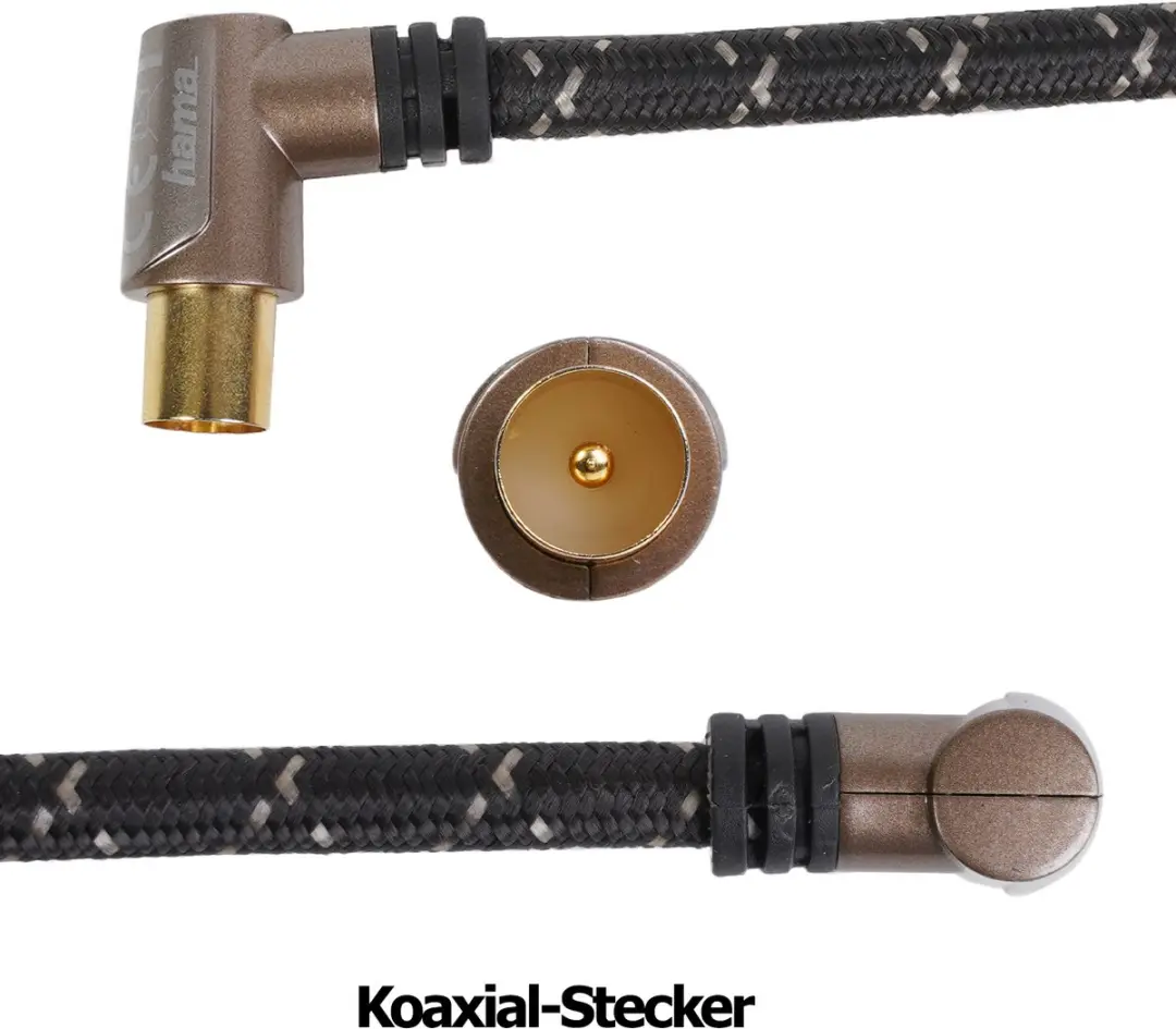 Hama Coax Antennekabel 90° 110dB 1.5m - Brons