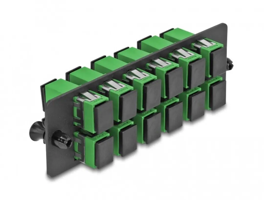 Delock SC Simplex APC Fiber Optic Adapter Panel 12 Poorten - Groen