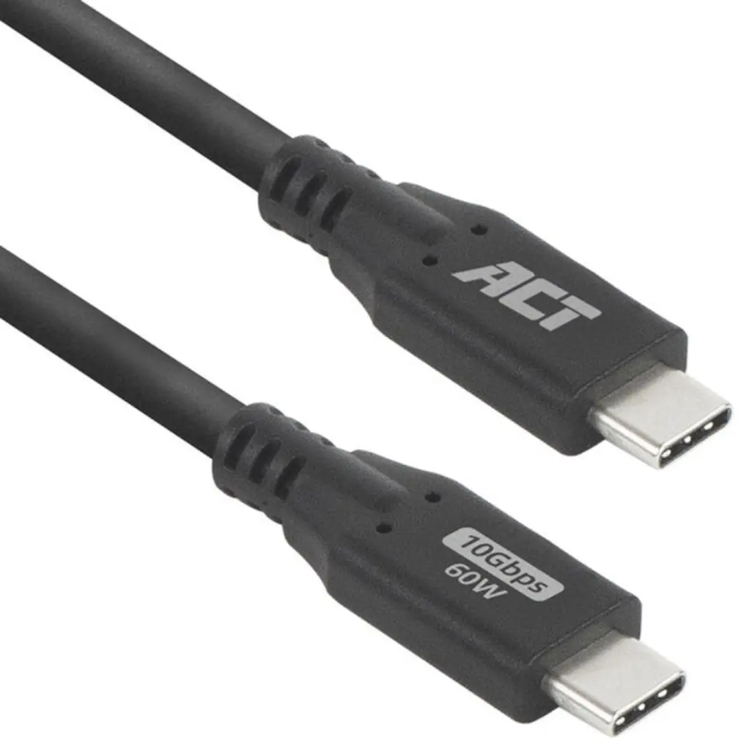 ACT AC7440 USB Type-C Kabel 10Gbps 60W - 0,5m - Zwart - afbeelding 6 van 6