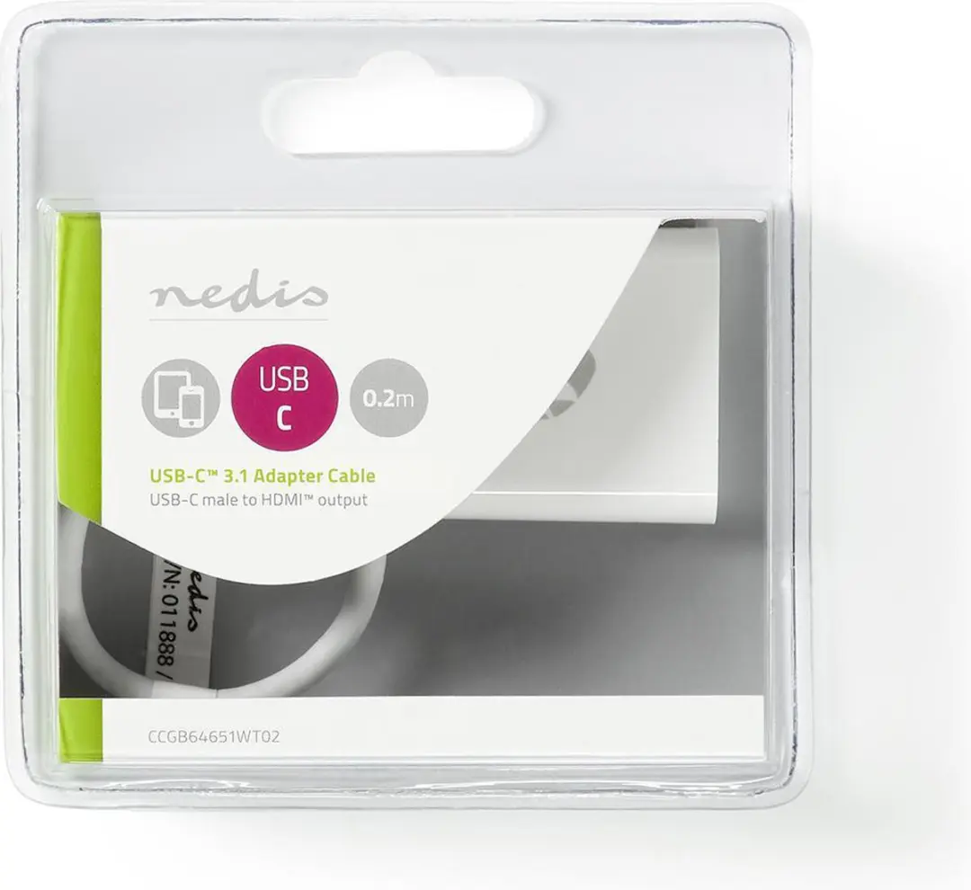 Nedis CCGB64651WT02 USB-C naar HDMI Adapter 4K30Hz - 20cm - Wit
