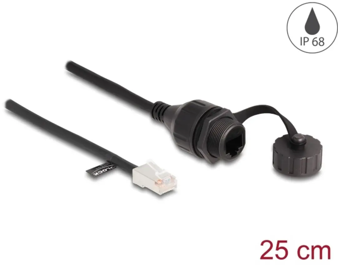 Delock RJ45 Kabel M-F Cat.5e FTP IP68 25cm