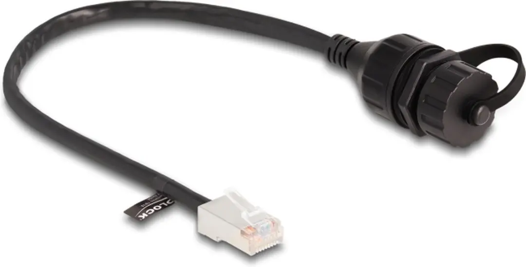 Delock RJ45 Kabel M-F Cat.5e FTP IP68 25cm - Zwart