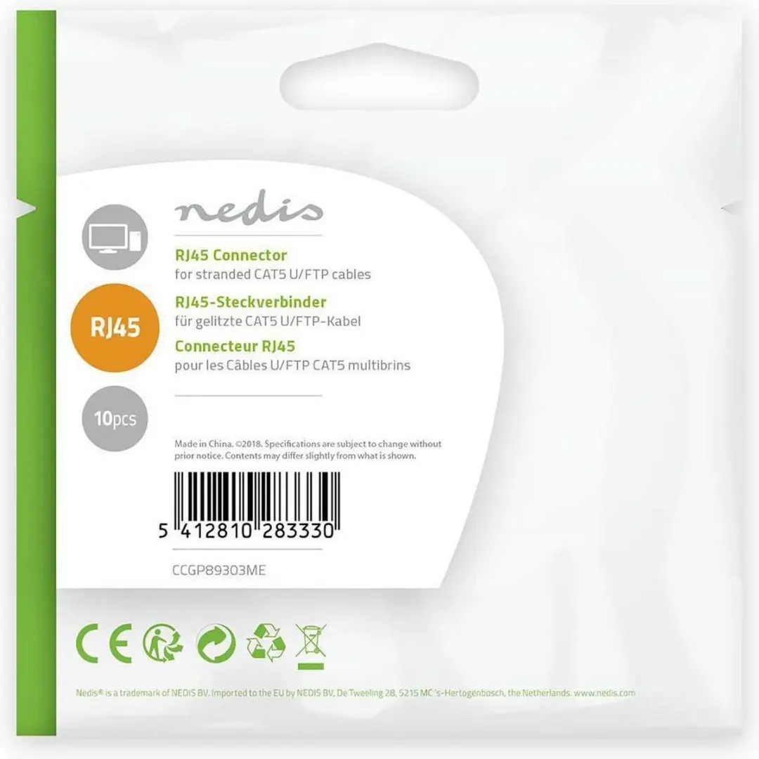 Nedis RJ45-Connector Stranded STP CAT5 - Verguld - 10 Stuks - afbeelding 6 van 6