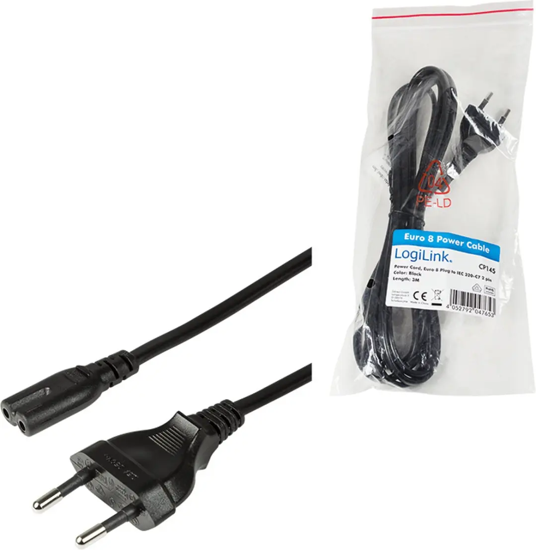 Logilink CP145 Elektriciteitssnoer 3m - Zwart