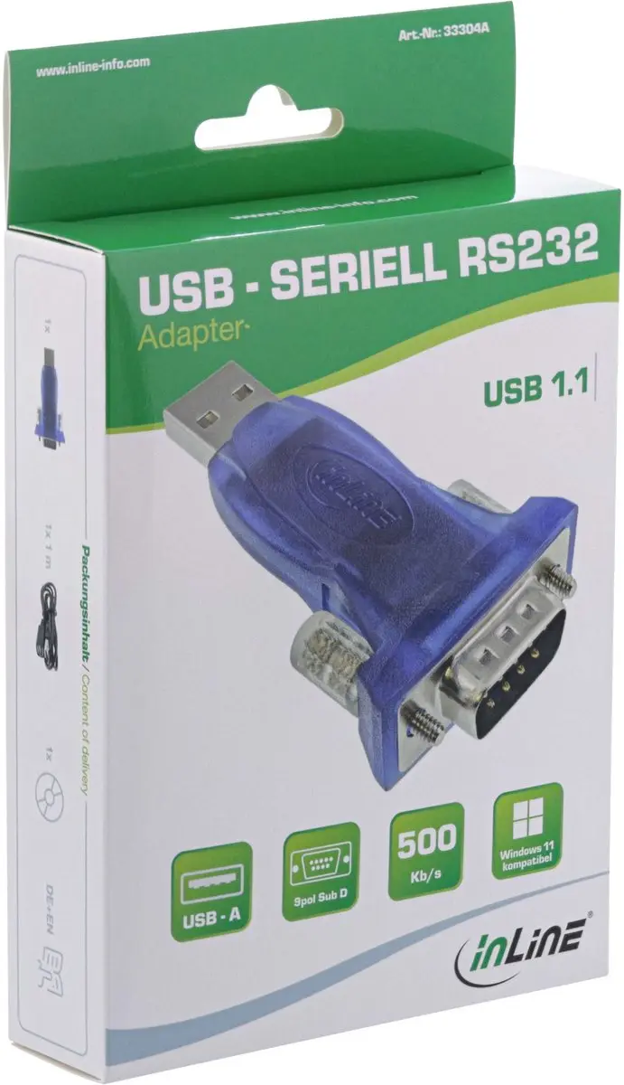 InLine USB-naar-serieel-adapter ST A naar 9-pin Sub D - Blauw - afbeelding 6 van 6