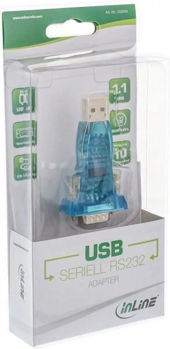 InLine USB-naar-serieel-adapter ST A naar 9-pin Sub D - Blauw