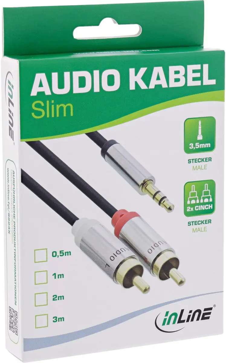InLine 3,5mm Jack Tulp Stereo Audio Kabel 2m - Zwart