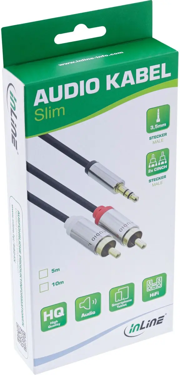 InLine 3,5mm Jack Tulp Stereo Audio Kabel 2m - Zwart