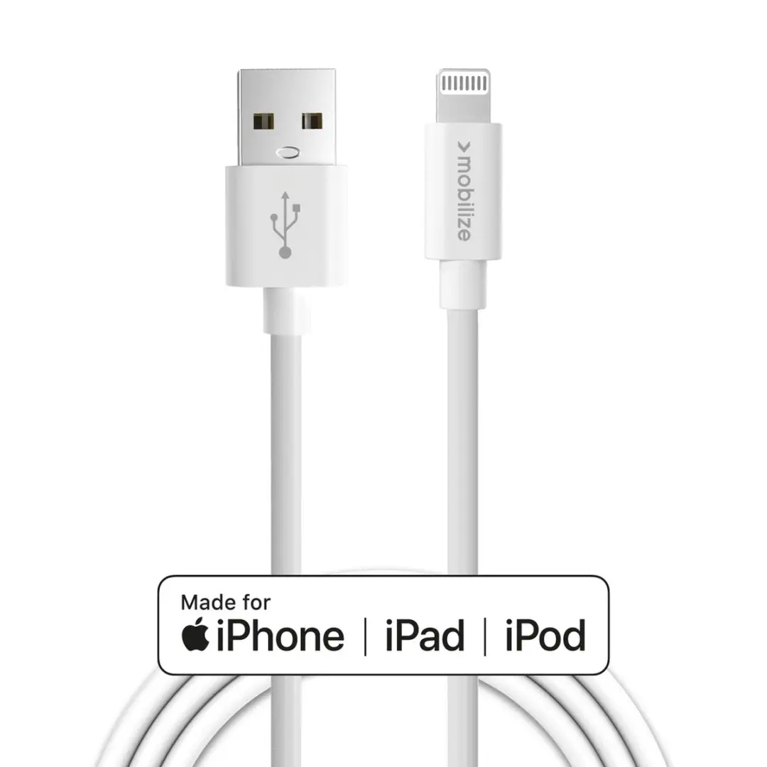 Mobilize USB-A naar Apple Lightning Kabel MFI 1 Meter