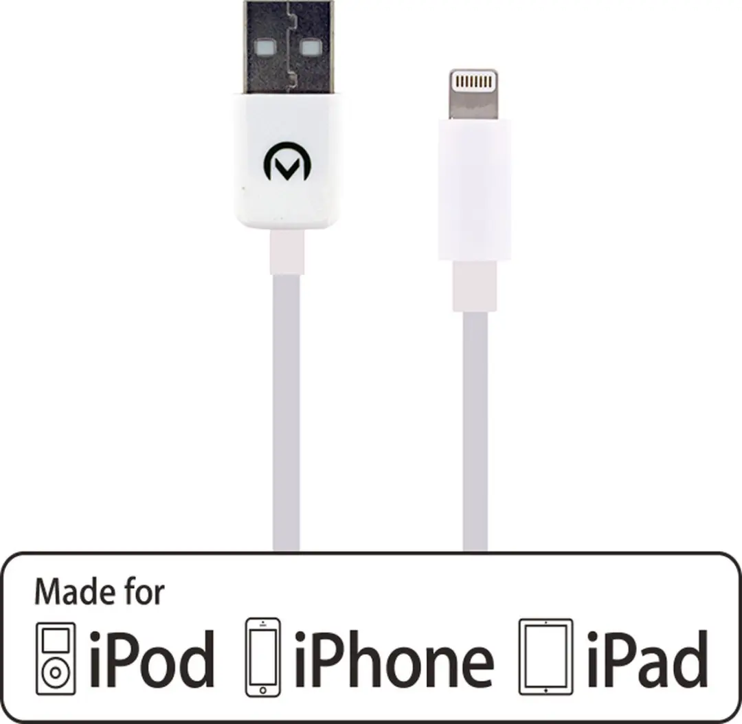 Mobilize USB-A naar Apple Lightning Kabel MFI 1m - Wit