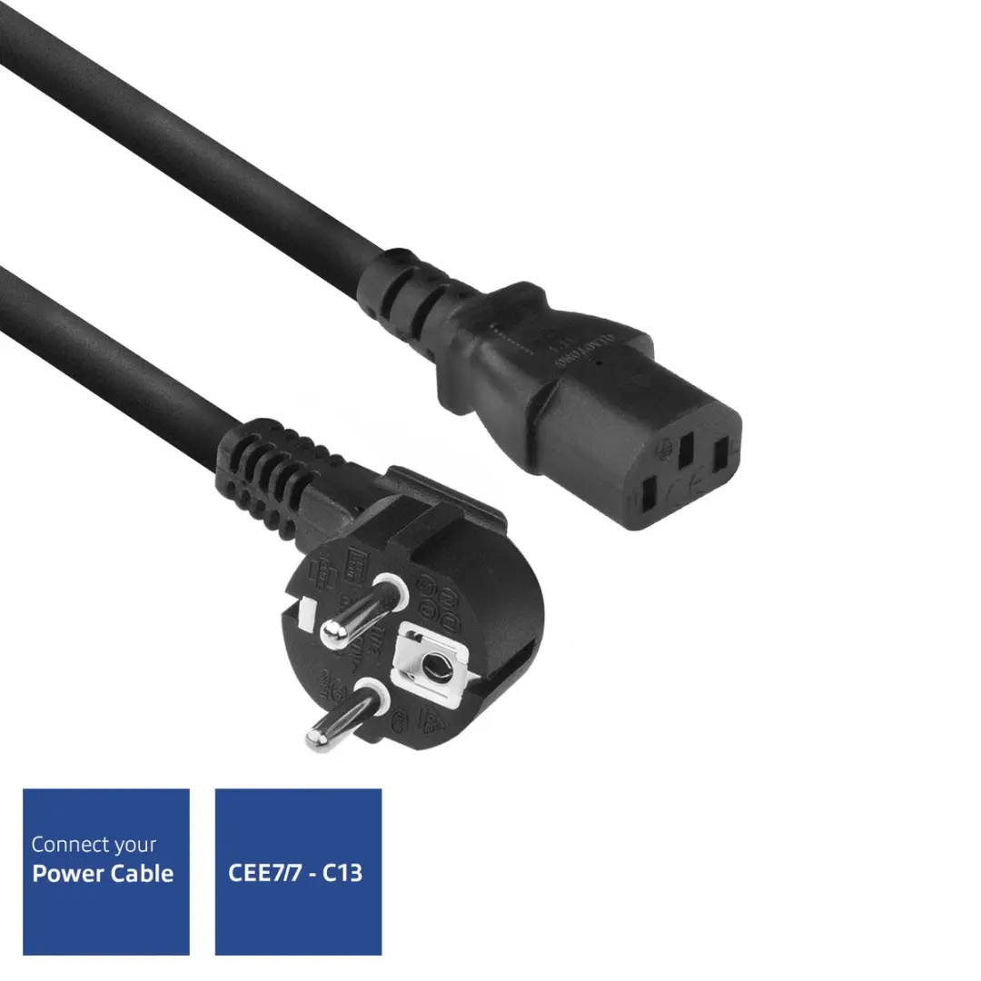 ACT AC3305 Stroomkabel Randaarde - 2m - Zwart