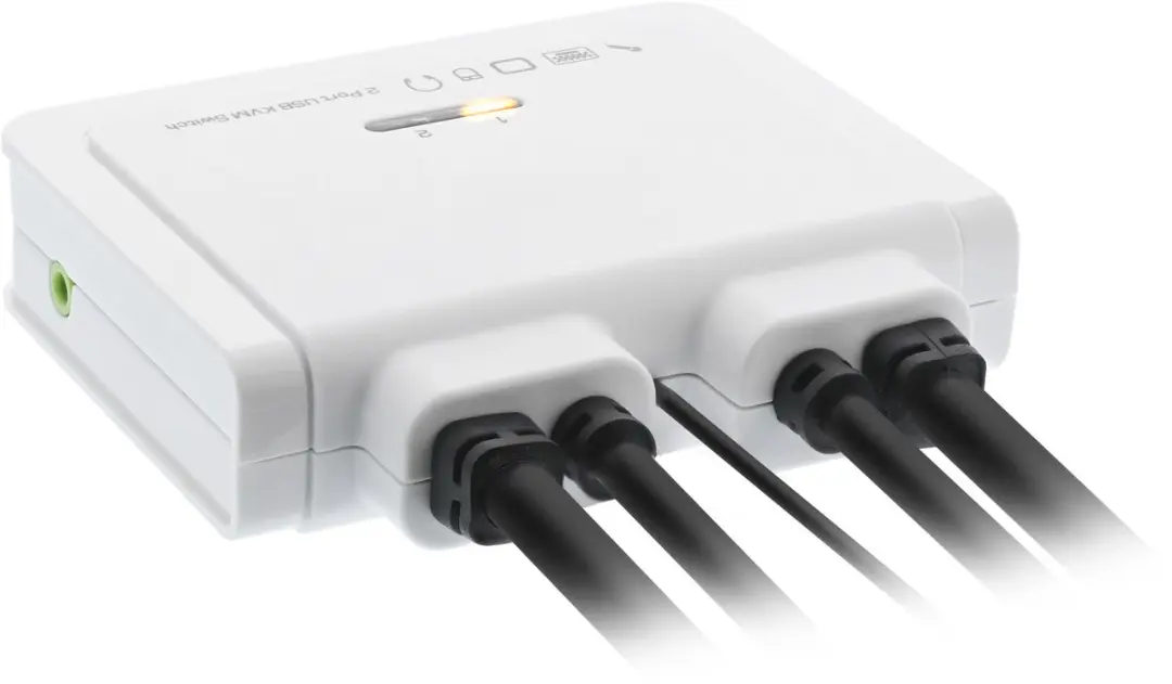 InLine® 2-Poorts Kabel KVM-switch, USB-C + HDMI naar HDMI, 4K, met audio