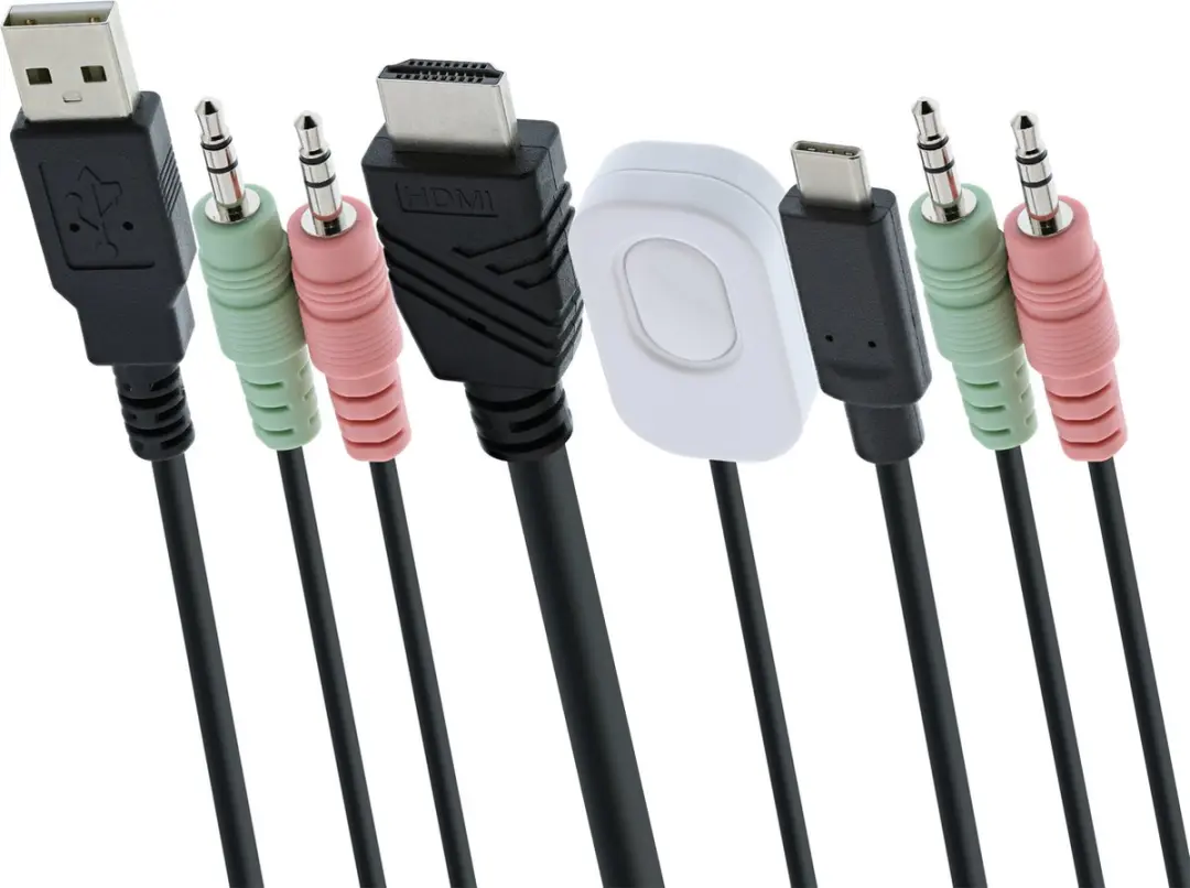InLine® 2-Poorts Kabel KVM-switch, USB-C + HDMI naar HDMI, 4K, met audio