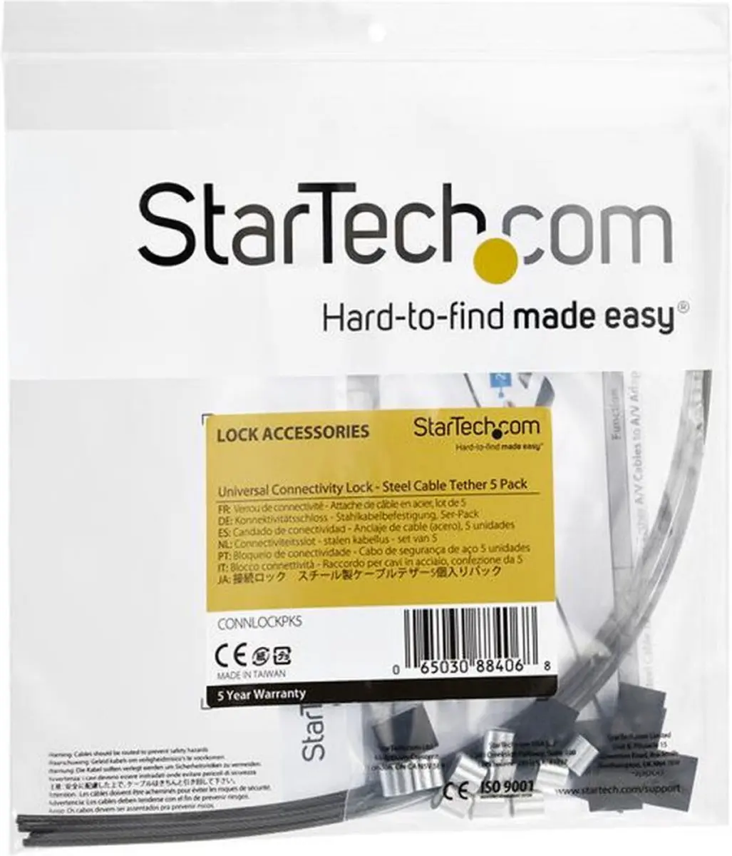 Startech Anti-diefstal Kabel met Lus - 5 Stuks - Staal - Zwart - afbeelding 6 van 6