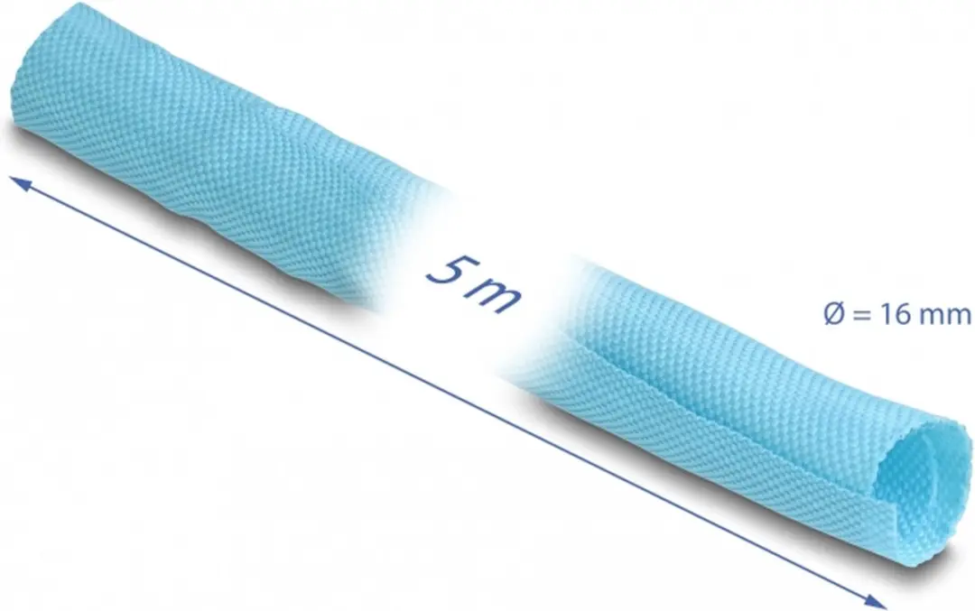 Delock Woven Sleeve 5m x 16mm - Blauw