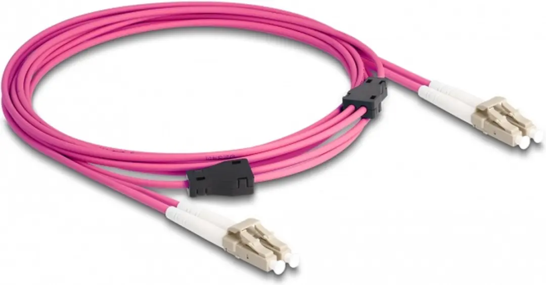 Delock LC Duplex OM4 3m Glasvezelkabel - Paars - Metaalbewapend