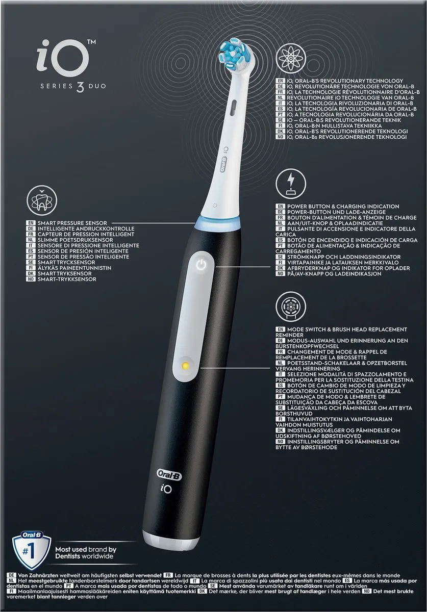 Oral-B iO 3 Elektrische Tandenborstel - Duo Zwart Roze - 2 Stuks