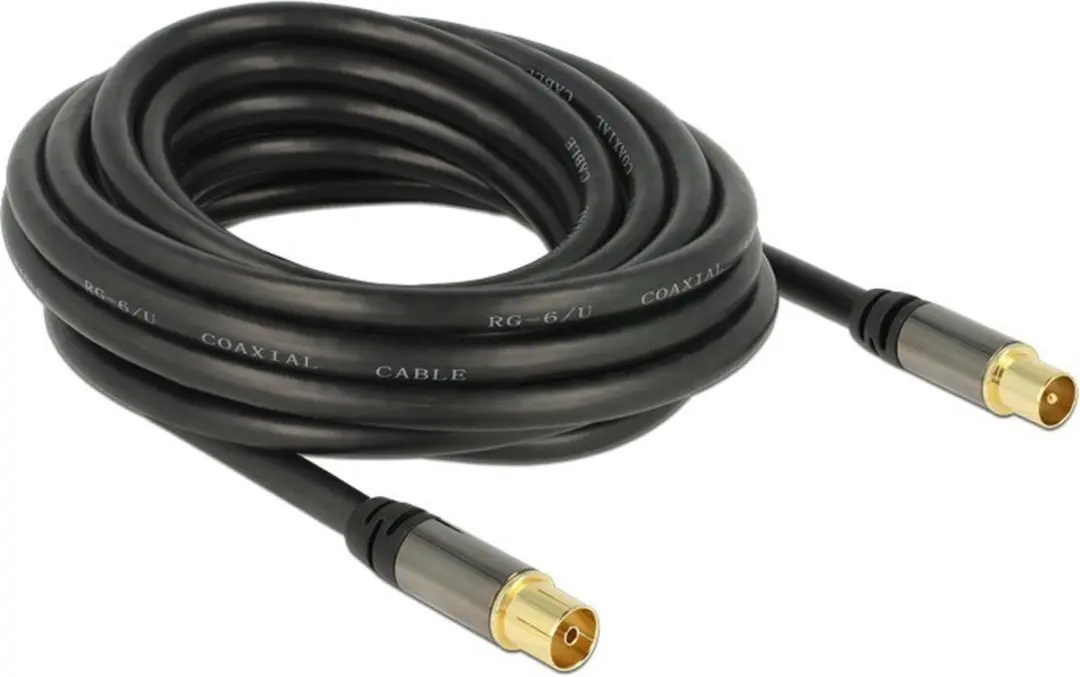 Delock Antennekabel IEC Plug > IEC Jack RG-6/U 5m - Zwart