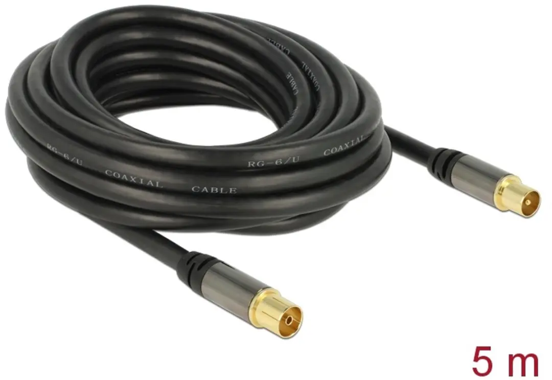 Delock Antennekabel IEC Plug > IEC Jack RG-6/U 5m