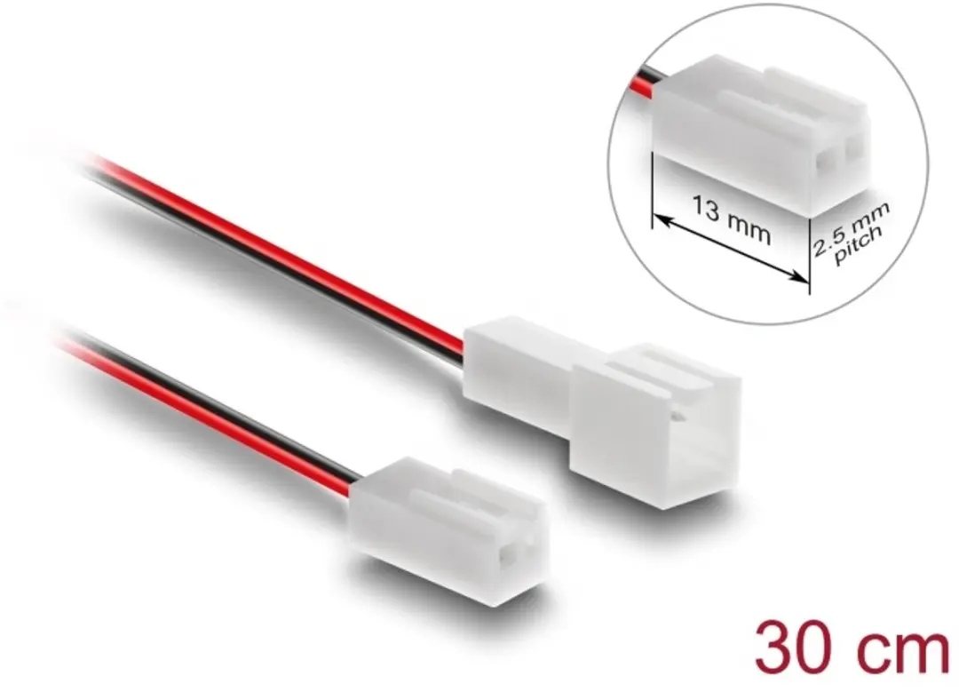 Delock Fan Extension Kabel 2-pins - 30cm - Zwart/Rood