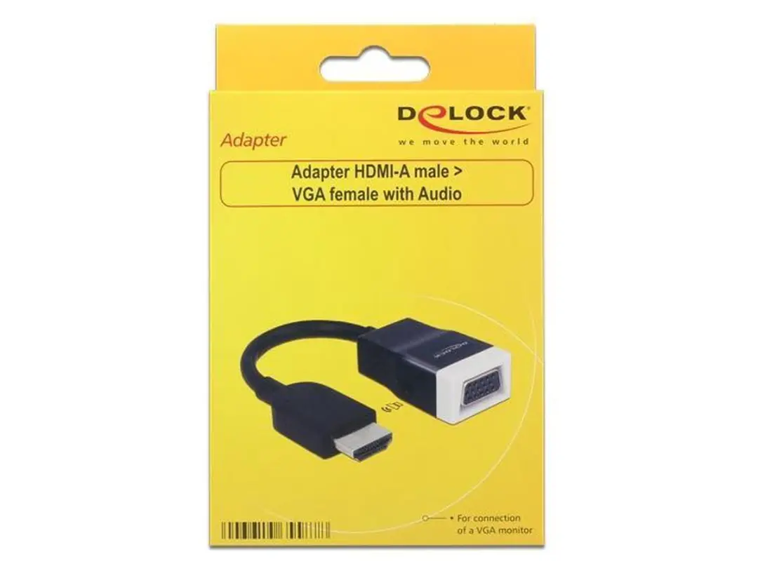Delock HDMI naar VGA + 3,5mm Jack Adapter - 15cm - Zwart