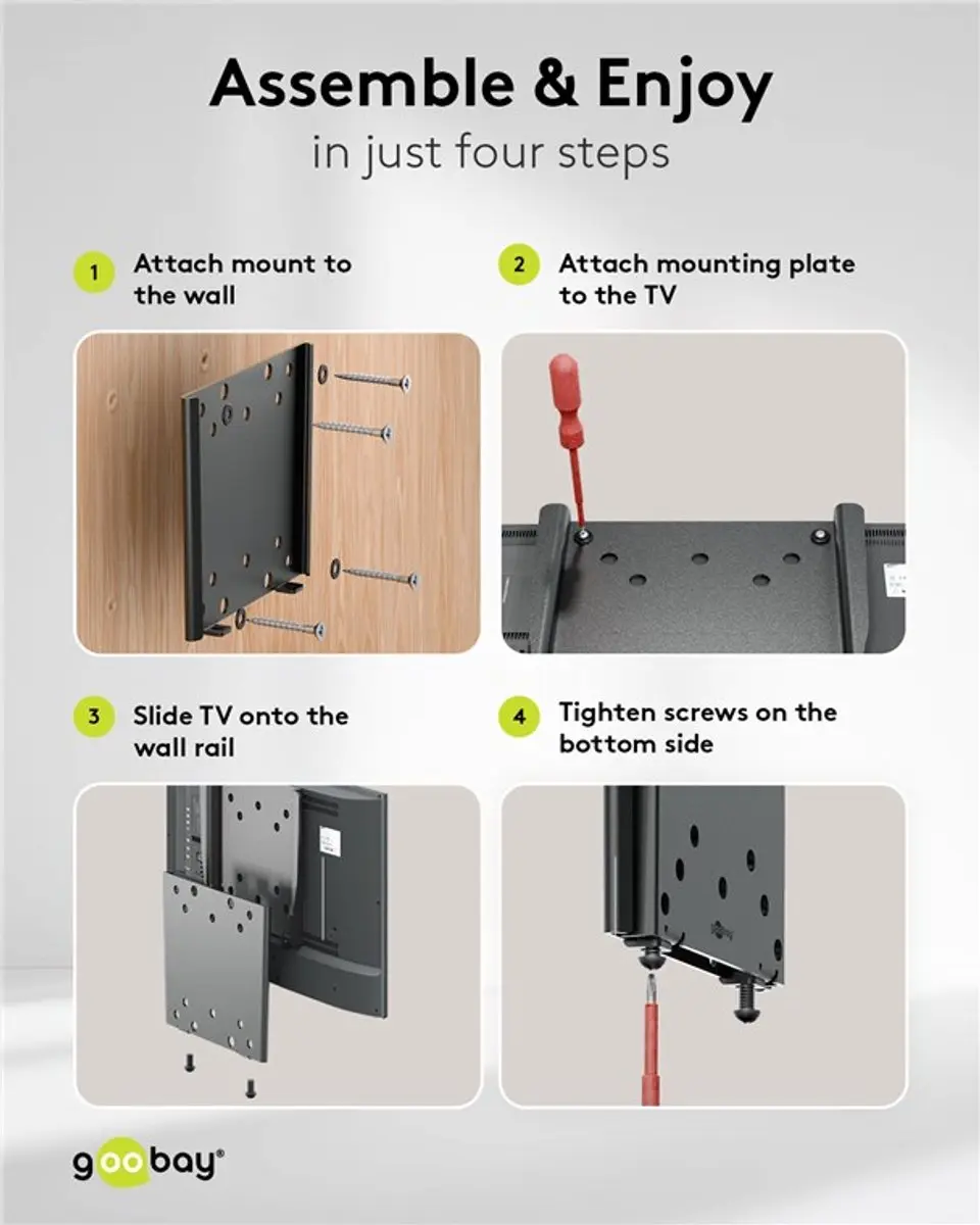 Goobay TV Muurbeugel 74415 - 23-42" - Ultraplat - 30kg - Zwart
