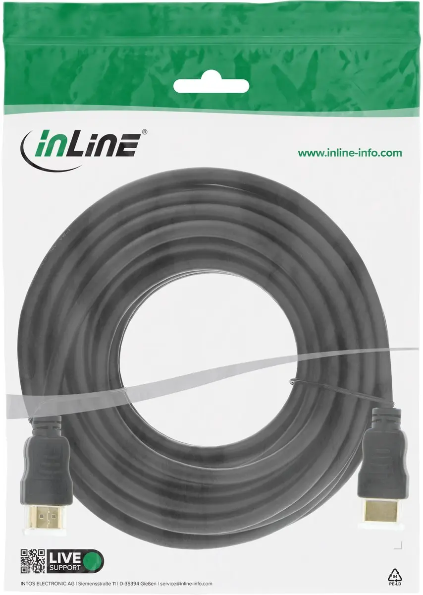 InLine HDMI High Speed Kabel 5m - Zwart/Goud