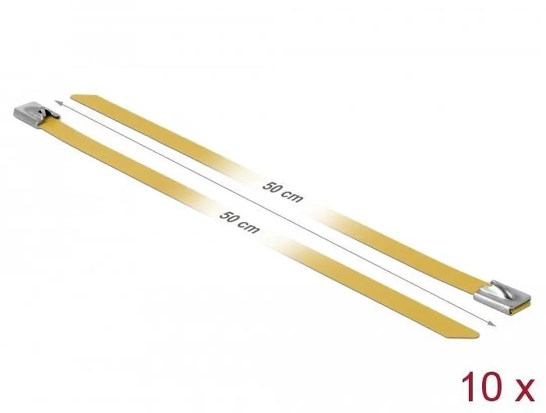 Delock Roestvrijstalen Kabelbinders 500x7,9mm - Geel - 10 Stuks