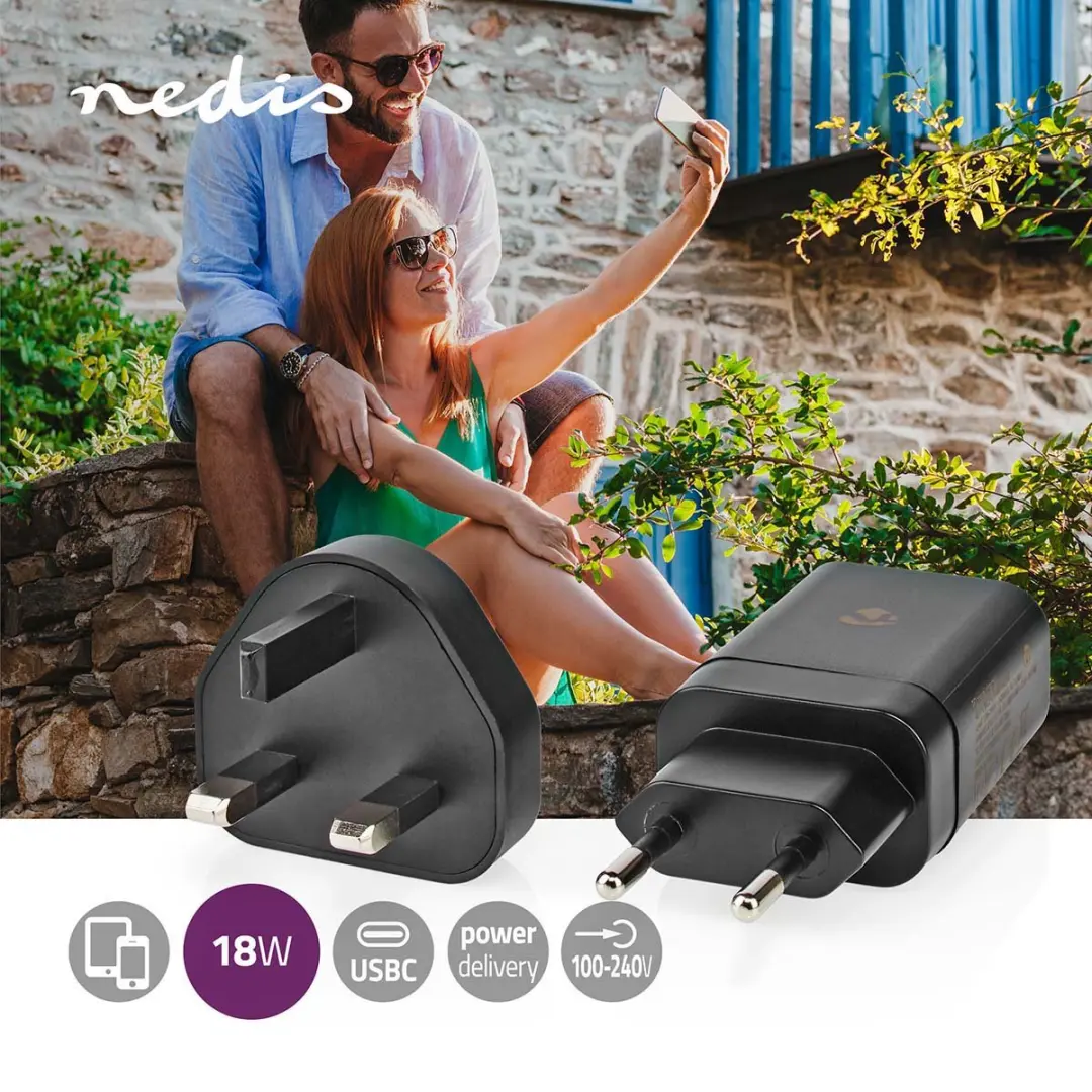 Nedis WCPD18WU102BK Oplader 18W USB-C - Zwart
