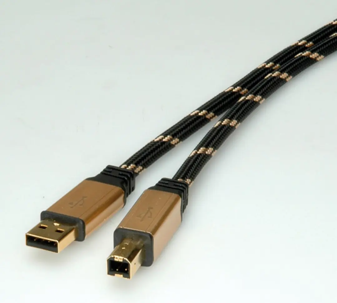 Roline GOLD USB 2.0 Kabel A-B 4,5m - Zwart/Goud