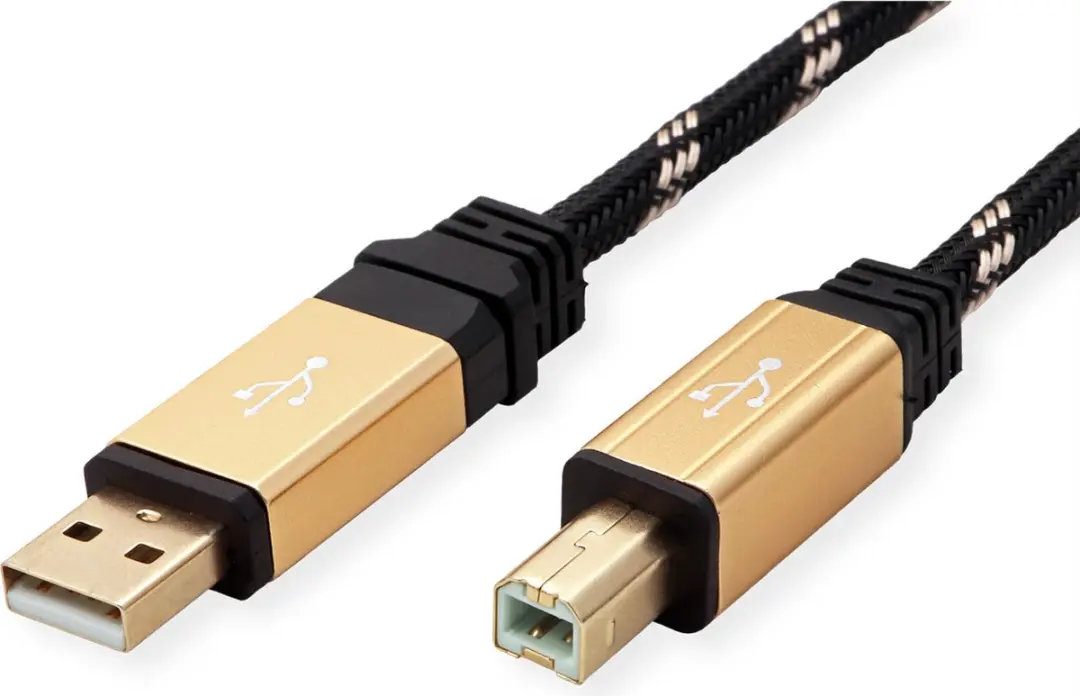 Roline GOLD USB 2.0 Kabel A-B 4,5m - Zwart/Goud
